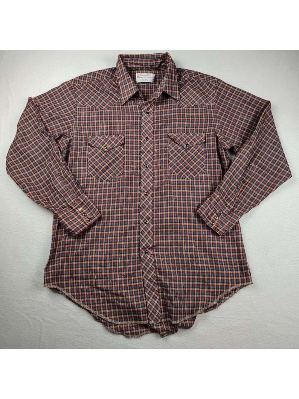 Vintage 70's Western Pearl Snap Wrangler Shirt Mens 16.5 33